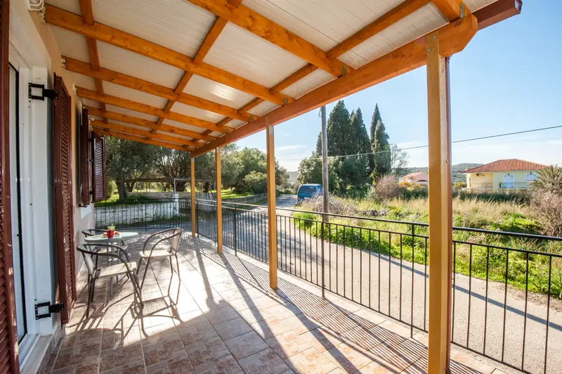 Terracotta floor tiles on the veranda
