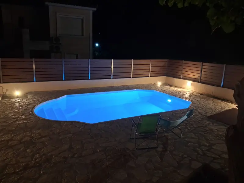 The private pool on its stone-paved terrace